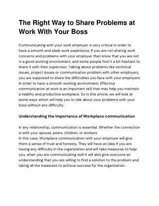 The Right Way to Share Problems at Work With Your Boss