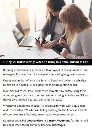 Hiring vs. Outsourcing When to Bring in a Small Business CPA