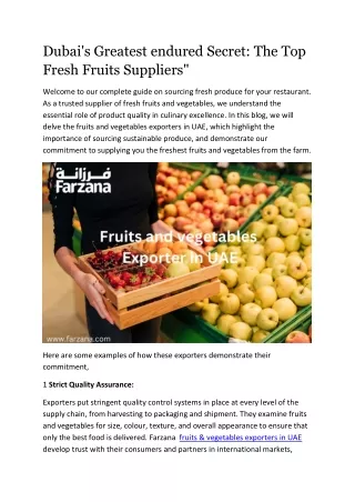 Dubai's Greatest endured Secret The Top Fresh Fruits Suppliers