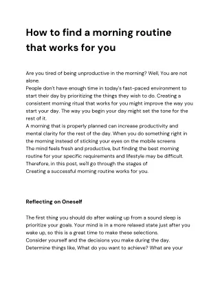 How to find a morning routine that works for you