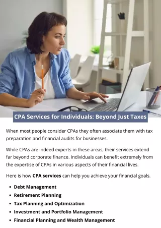 CPA Services for Individuals: Beyond Just Taxes