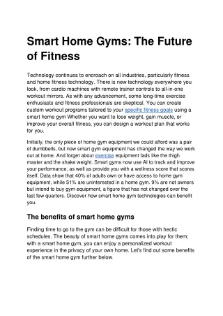 Smart Home Gyms: The Future of Fitness