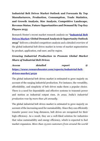 Industrial Belt Drives Market Competitive Landscape 2035