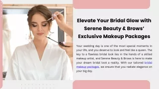 Elevate Your Bridal Glow with Serene Beauty & Brows’ Exclusive Makeup Packages