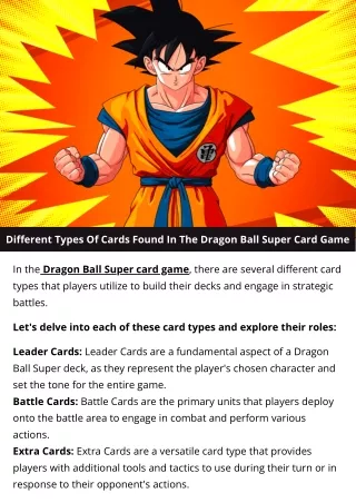 Different card types found in the Dragon Ball Super card game