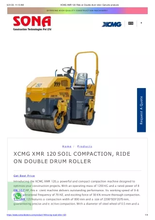 XCMG XMR 120 Ride on Double Drum Roller: Best Prices