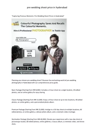 pre wedding photoshoot price in hyderabad