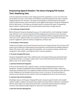 Empowering Apparel Retailers The Game-Changing POS System That's Redefining Sales