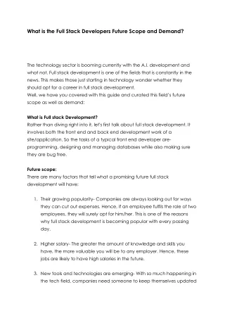 What is the Full Stack Developers Future Scope?