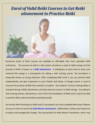 Enrol of Valid Reiki Courses to Get Reiki attunement to Practice Reiki