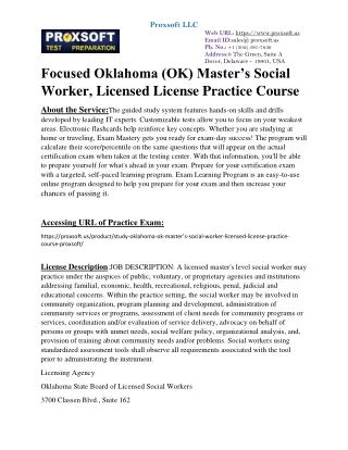 Focused Oklahoma (OK) Master’s Social Worker, Licensed License Practice Course