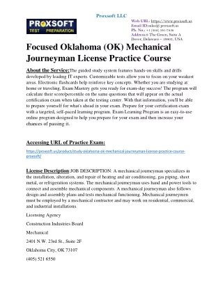 Focused Oklahoma (OK) Mechanical Journeyman License Practice Course