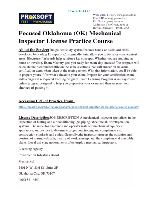 Focused Oklahoma (OK) Mechanical Inspector License Practice Course