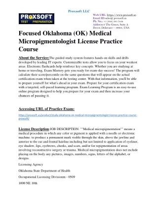 Focused Oklahoma (OK) Medical Micropigmentologist License Practice Course