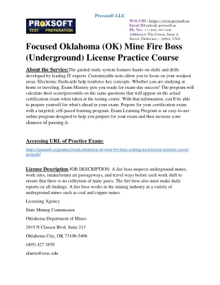 Focused Oklahoma (OK) Mine Fire Boss (Underground) License Practice Course