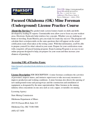 Focused Oklahoma (OK) Mine Foreman (Underground) License Practice Course