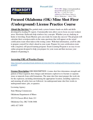 Focused Oklahoma (OK) Mine Shot Firer (Underground) License Practice Course