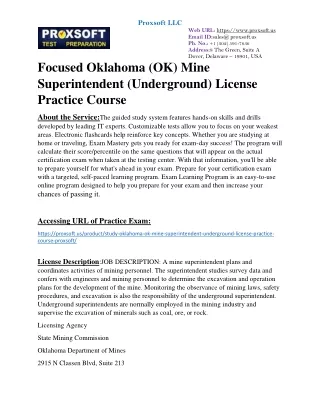 Focused Oklahoma (OK) Mine Superintendent (Underground) License Practice Course