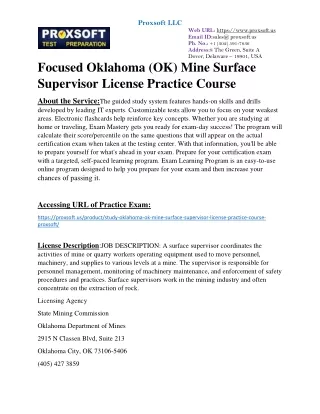 Focused Oklahoma (OK) Mine Surface Supervisor License Practice Course