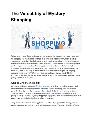 The Versatility of Mystery Shopping