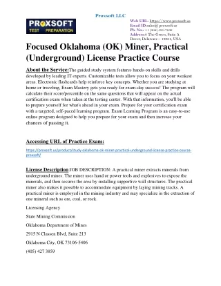 Focused Oklahoma (OK) Miner, Practical (Underground) License Practice Course