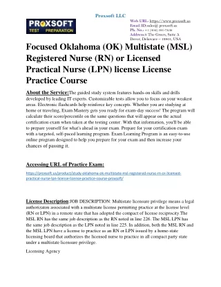 Focused Oklahoma (OK) Multistate (MSL) Registered Nurse (RN) or Licensed Practic