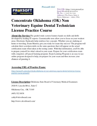 Concentrate Oklahoma (OK) Non Veterinary Equine Dental Technician License Practi