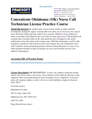 Concentrate Oklahoma (OK) Nurse Call Technician License Practice Course