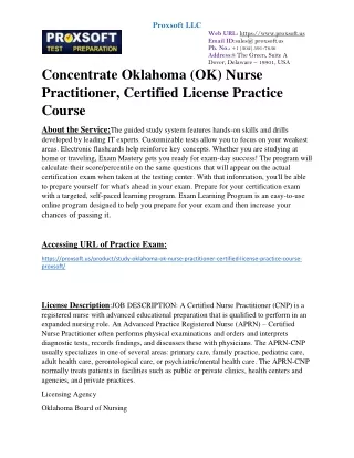 Concentrate Oklahoma (OK) Nurse Practitioner, Certified License Practice Course