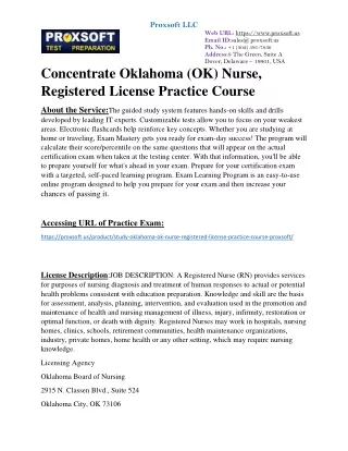 Concentrate Oklahoma (OK) Nurse, Registered License Practice Course