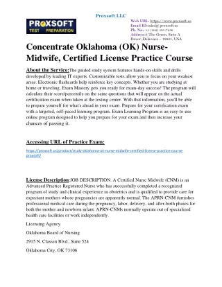 Concentrate Oklahoma (OK) Nurse-Midwife, Certified License Practice Course