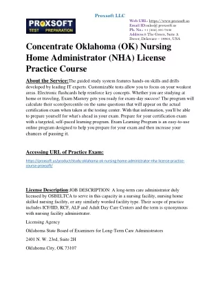 Concentrate Oklahoma (OK) Nursing Home Administrator (NHA) License Practice Cour