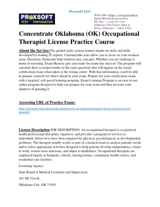 Concentrate Oklahoma (OK) Occupational Therapist License Practice Course