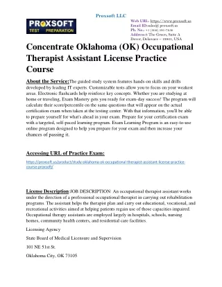 Concentrate Oklahoma (OK) Occupational Therapist Assistant License Practice Cour