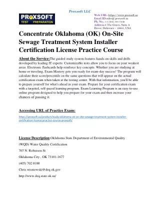 Concentrate Oklahoma (OK) On-Site Sewage Treatment System Installer Certificatio