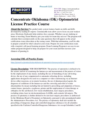 Concentrate Oklahoma (OK) Optometrist License Practice Course