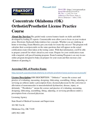 Concentrate Oklahoma (OK) Orthotist/Prosthetist License Practice Course