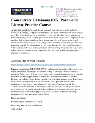 Concentrate Oklahoma (OK) Paramedic License Practice Course