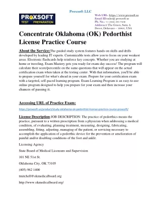 Concentrate Oklahoma (OK) Pedorthist License Practice Course