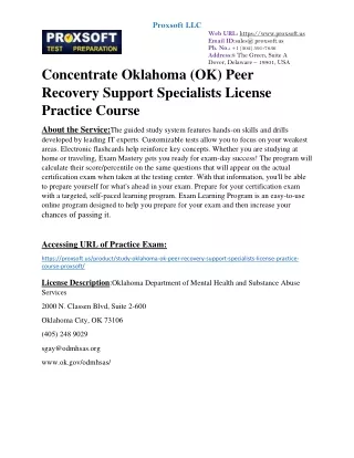 Concentrate Oklahoma (OK) Peer Recovery Support Specialists License Practice Cou