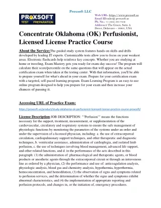 Concentrate Oklahoma (OK) Perfusionist, Licensed License Practice Course
