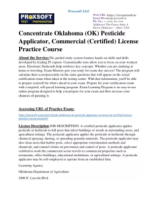 Concentrate Oklahoma (OK) Pesticide Applicator, Commercial (Certified) License P