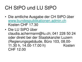 CH StPO und LU StPO