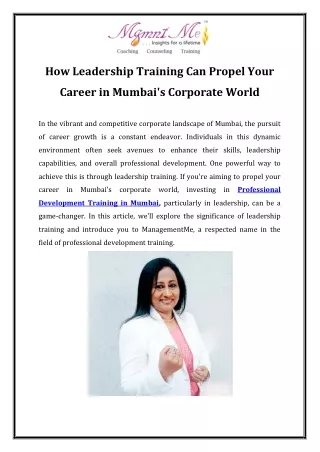 How Leadership Training Can Propel Your Career in Mumbai's Corporate World