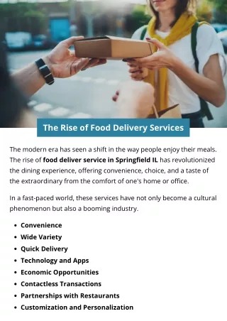 The Rise of Food Delivery Services