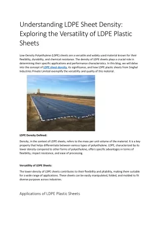 Understanding LDPE Sheet Density Exploring the Versatility of LDPE Plastic Sheets