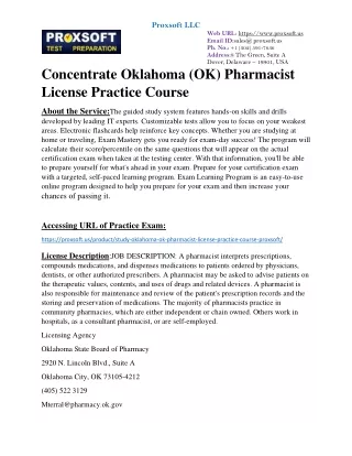 Concentrate Oklahoma (OK) Pharmacist License Practice Course