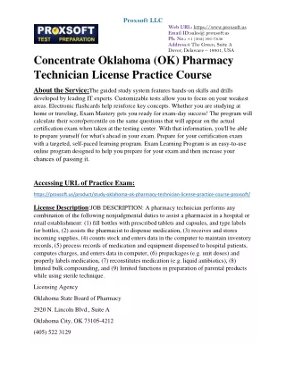 Concentrate Oklahoma (OK) Pharmacy Technician License Practice Course
