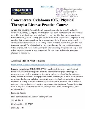 Concentrate Oklahoma (OK) Physical Therapist License Practice Course