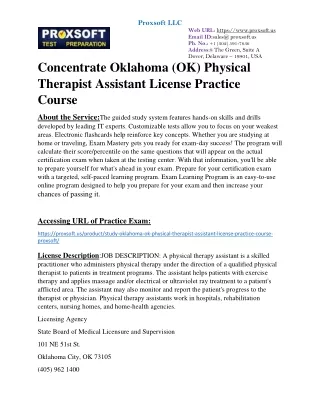 Concentrate Oklahoma (OK) Physical Therapist Assistant License Practice Course